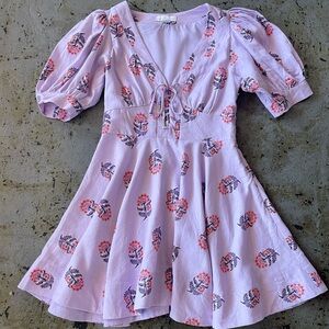 House of Harlow 1960 Lavender and Pink Floral Linen Blend Women’s Dress Size 6